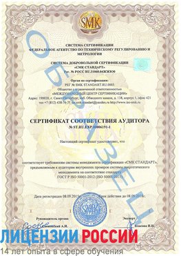 Образец сертификата соответствия аудитора №ST.RU.EXP.00006191-1 Димитровград Сертификат ISO 50001