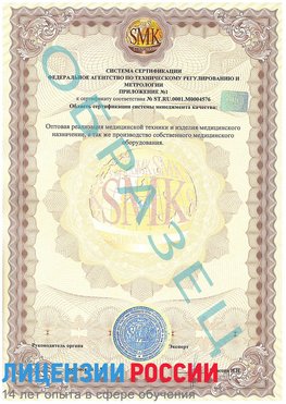 Образец сертификата соответствия (приложение) Димитровград Сертификат ISO 13485