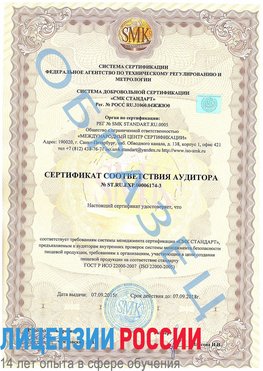Образец сертификата соответствия аудитора №ST.RU.EXP.00006174-3 Димитровград Сертификат ISO 22000