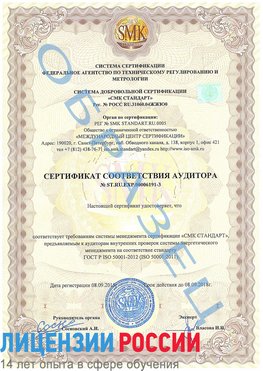 Образец сертификата соответствия аудитора №ST.RU.EXP.00006191-3 Димитровград Сертификат ISO 50001