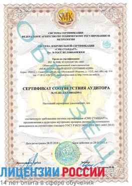 Образец сертификата соответствия аудитора №ST.RU.EXP.00014299-1 Димитровград Сертификат ISO 14001